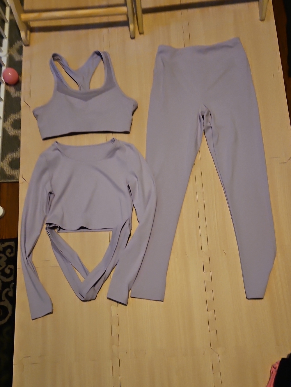 Everyday Lavender Active Set - Sports Bra, Long Sleeve Wrap Top & Leggings